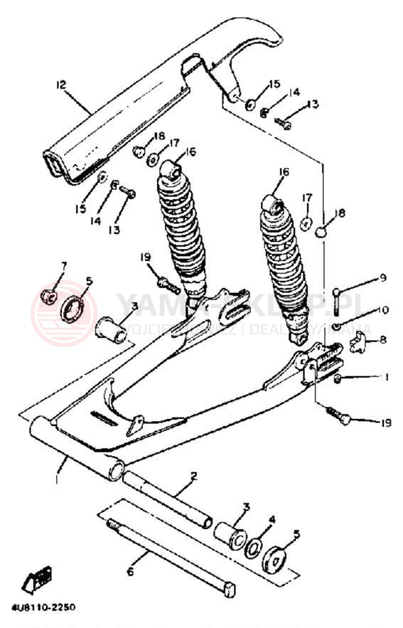 Schemat "wahacz, zawieszenie" do Yamaha XJ550RK