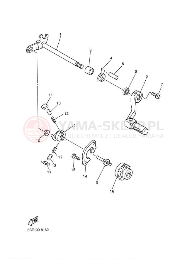 Schemat "Dźwignia zmiany biegów, wałek" do Yamaha YZ426F YZ426FM