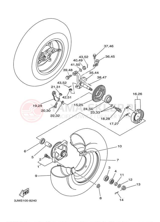 Schemat "Koło przód" do Yamaha BLASTER YFS200M