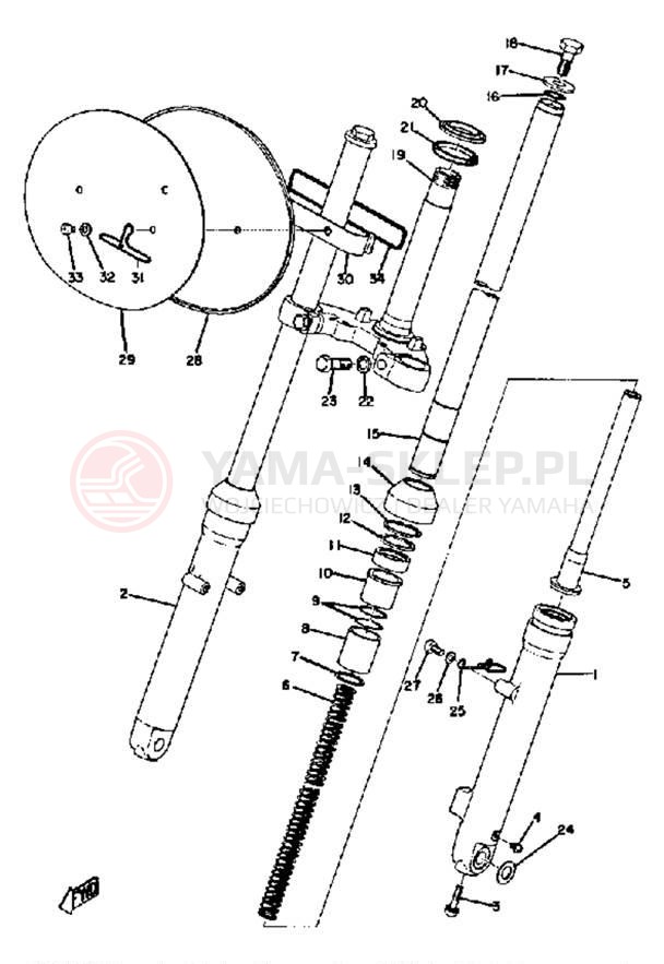 Schemat "Amortyzatory przód" do Yamaha YZ80C