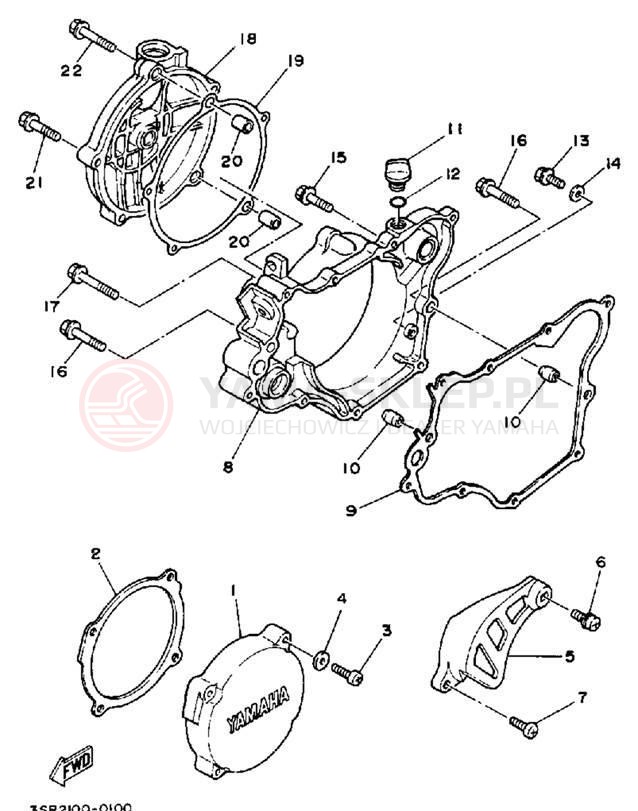 Schemat "Pokrywa silnika" do Yamaha YZ125D1