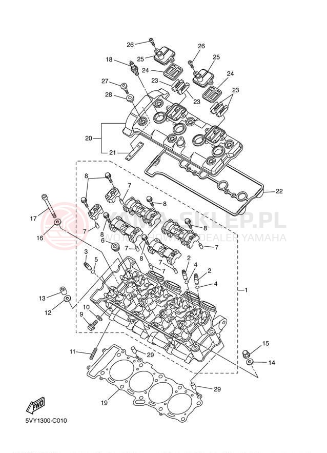 Schemat "głowica" do Yamaha YZF-R1 YZFR1TC/YZFR1T