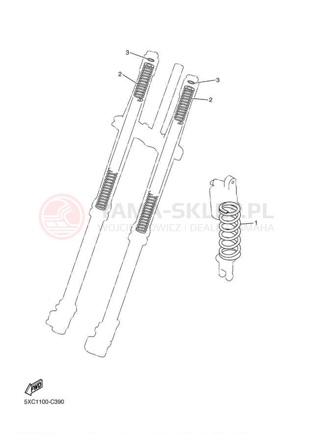 Schemat "Zawieszenie przód" do Yamaha WR450F WR450FW