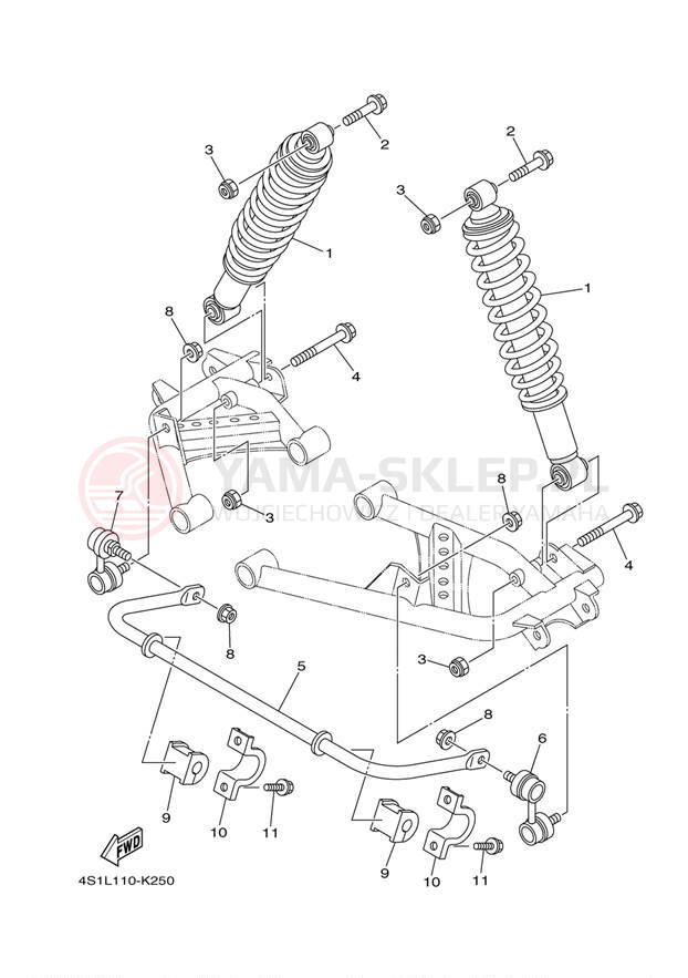 Schemat "zawieszenie tył" do Yamaha GRIZZLY 450 EPS 4WD YFM45FGPDL