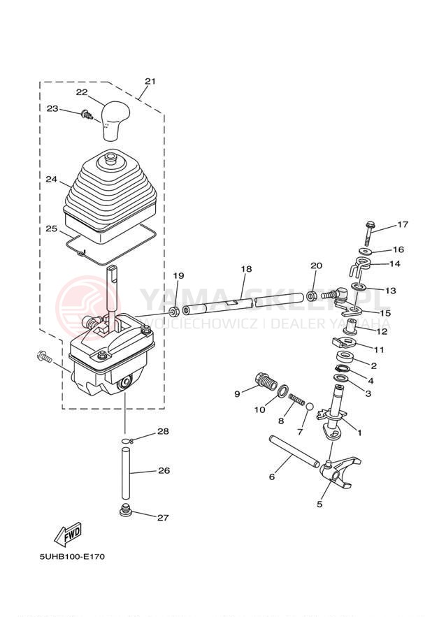 Schemat "Dźwignia zmiany biegów, wałek" do Yamaha GRIZZLY 350 2WD YFM35GW