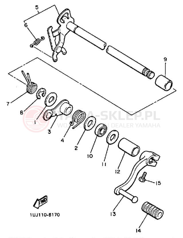 Schemat "Dźwignia zmiany biegów, wałek" do Yamaha RADIAN YX600S/YX600SC