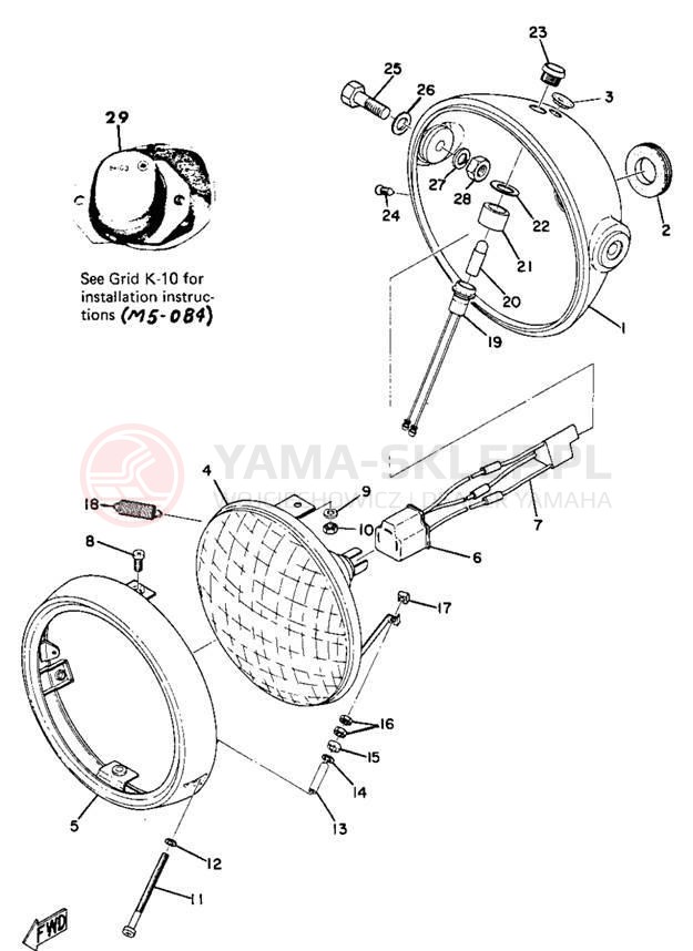 Schemat "Lampa przód" do Yamaha DT1E/DT1MX