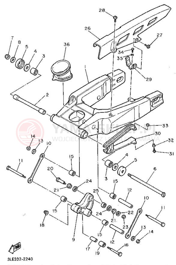 Schemat "wahacz" do Yamaha FZR1000FC/FZR1000F