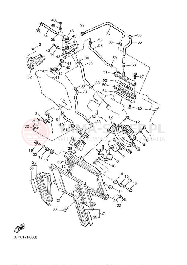 Schemat "Układ chlodzenia" do Yamaha V-MAX VMX1200NC/VMX1200N