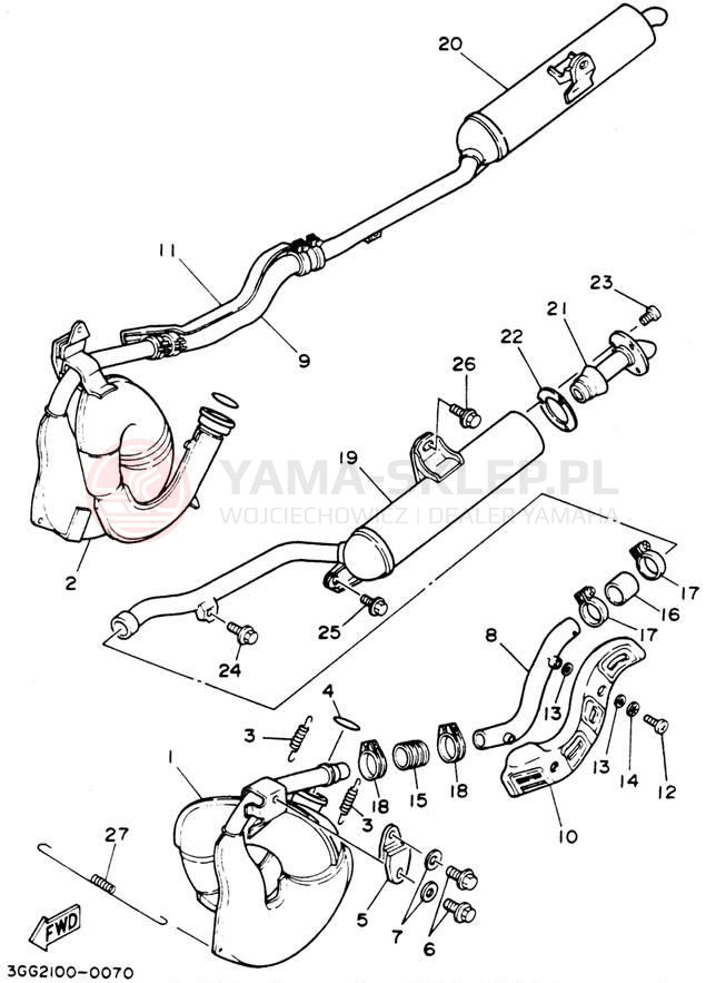 Schemat "Wydech końcowy" do Yamaha BANSHEE YFZ350F