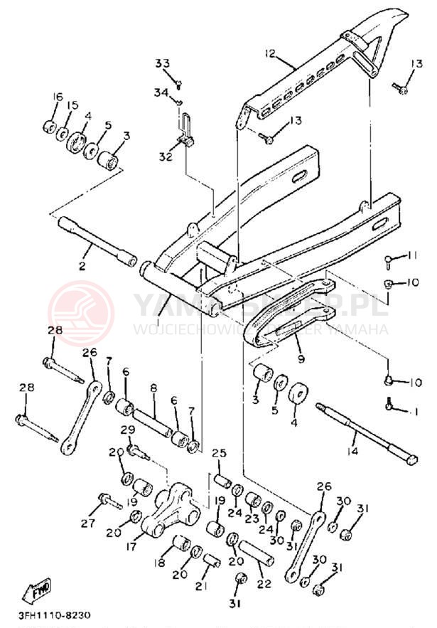 Schemat "wahacz" do Yamaha FZR400SWC