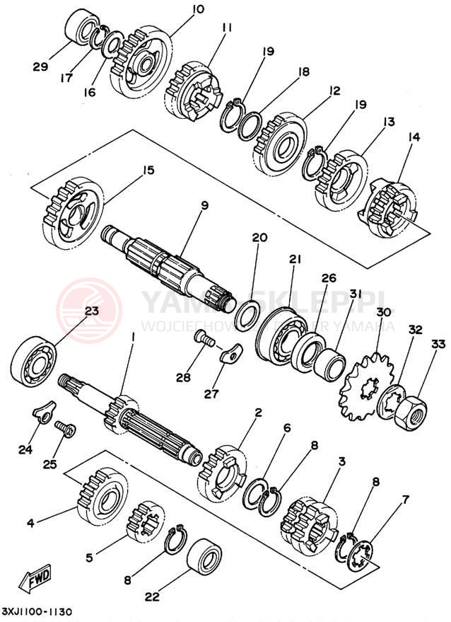 Schemat "Skrzynia biegów " do Yamaha YZ125F1