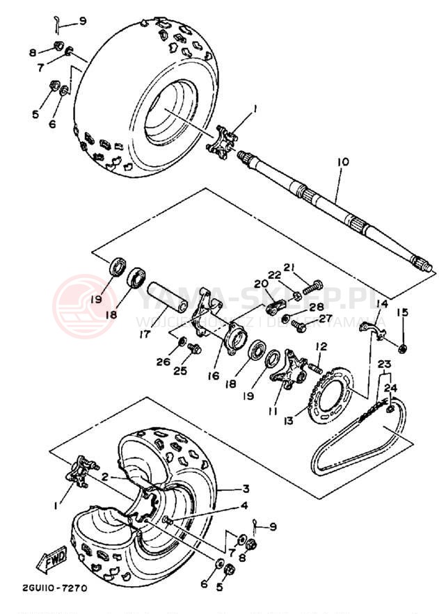 Schemat "Koło tył" do Yamaha YFZ350T