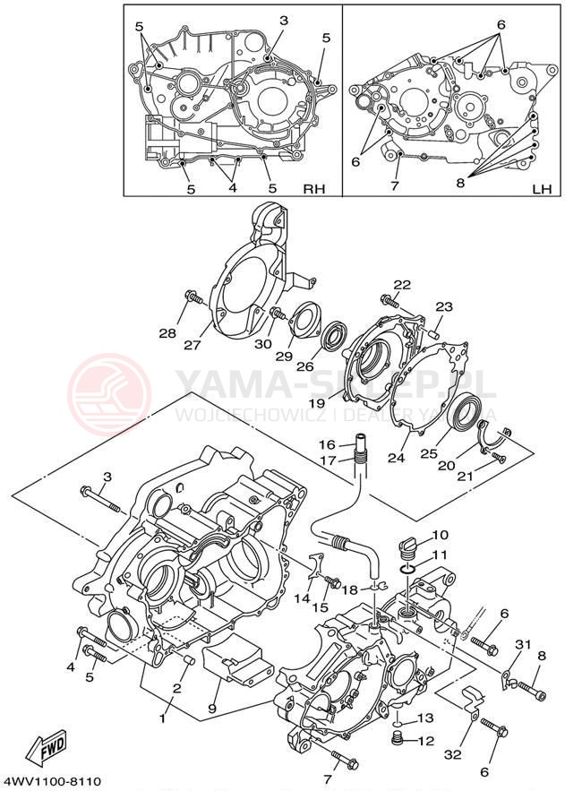 Schemat "Obudowa silnika" do Yamaha GRIZZLY YFM600FWAL/YFM600FWAL
