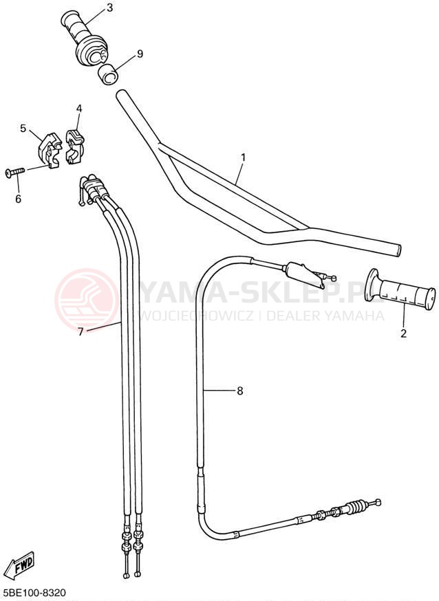 Schemat "Kierownica i osprzęt" do Yamaha WR400F WR400FL