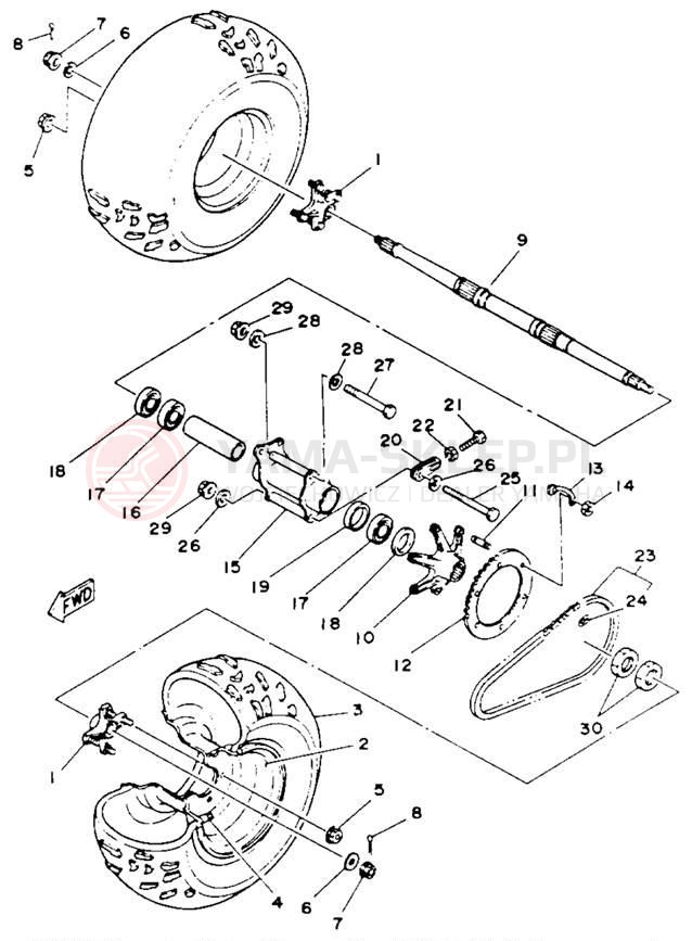 Schemat "Koło tył" do Yamaha BLASTER YFS200E_MN