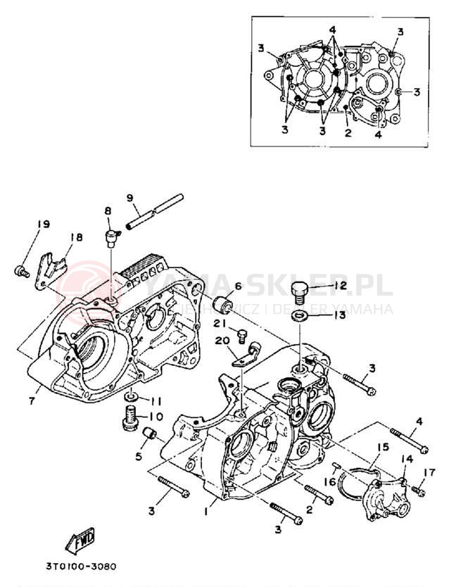 Schemat "Obudowa silnika" do Yamaha RT100D