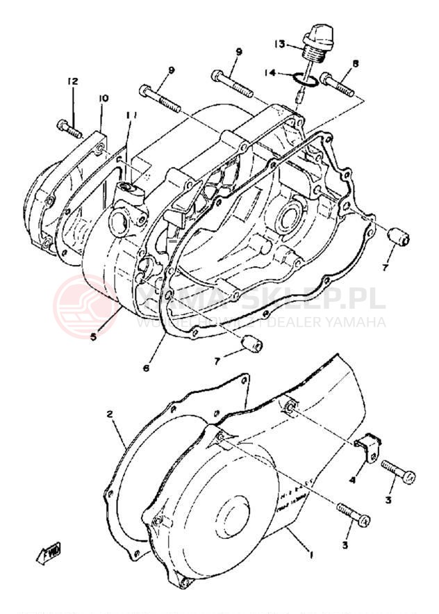 Schemat "Pokrywa silnika" do Yamaha DT175E