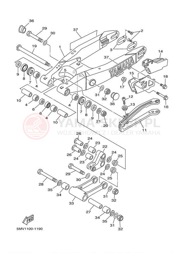Schemat "wahacz" do Yamaha YZ125 YZ125N1