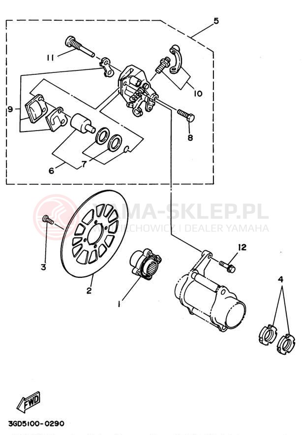 Schemat "Zacisk hamulcowy tylny" do Yamaha WARRIOR YFM350XG_M