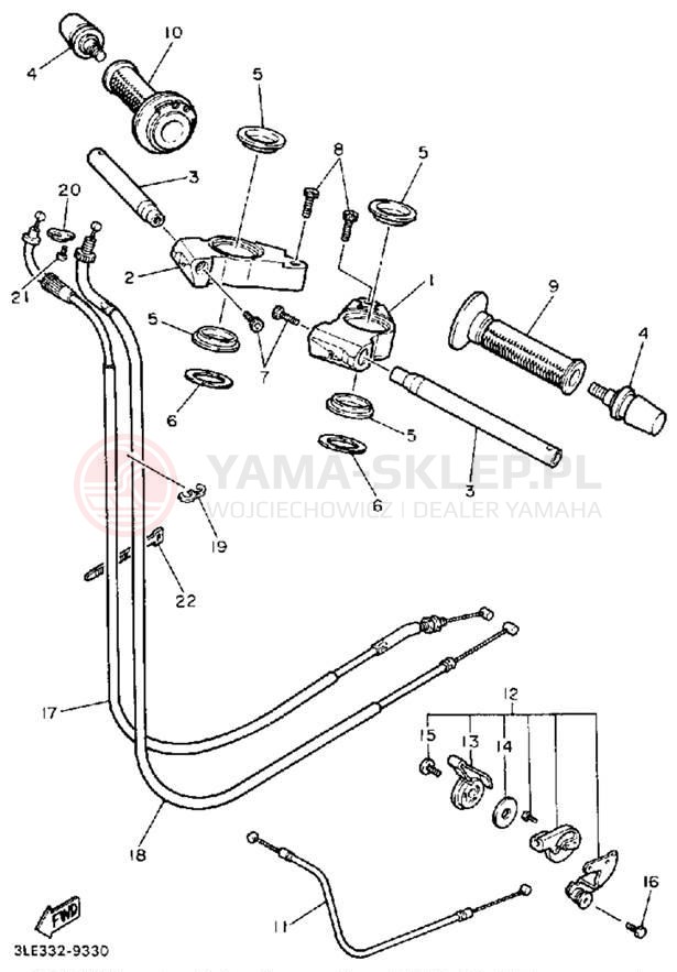Schemat "Kierownica i osprzęt" do Yamaha FZR1000WC/FZR1000W