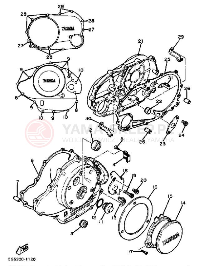 Schemat "Pokrywa silnika" do Yamaha XV920J