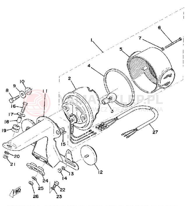 Schemat "Oświetlenie tył" do Yamaha RS100C