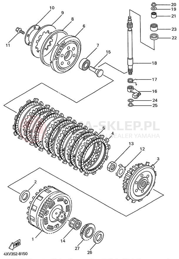 Schemat "sprzęgło" do Yamaha YZFR1 YZFR1KC/YZFR1K