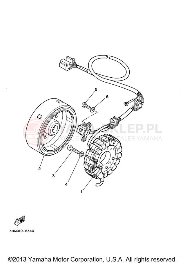 Schemat "prądnica" do Yamaha VIRAGO 250 XV250VC/XV250V