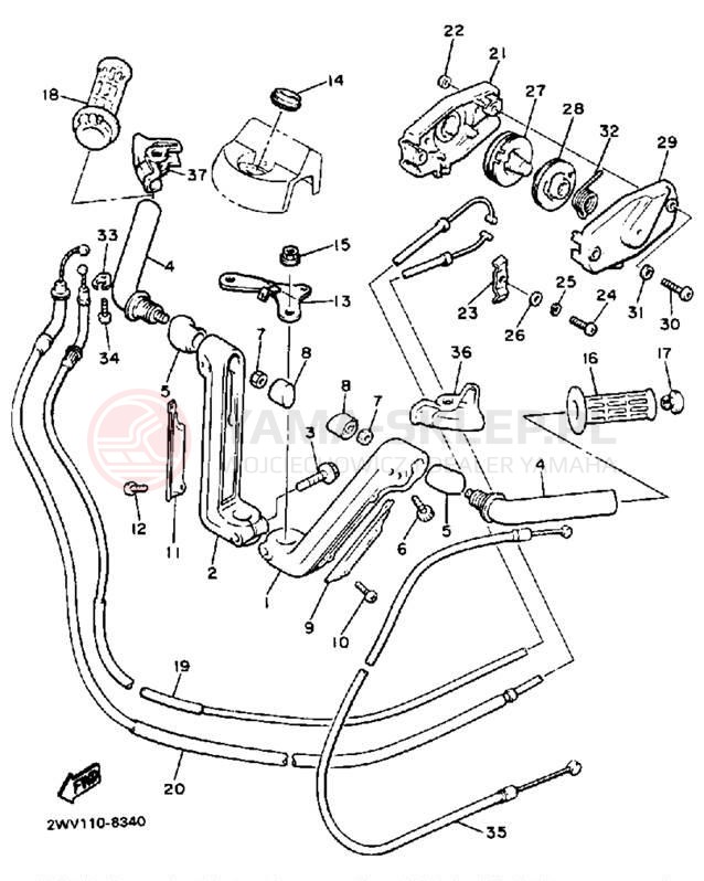 Schemat "Kierownica i osprzęt" do Yamaha XVZ13U/XVZ13UC
