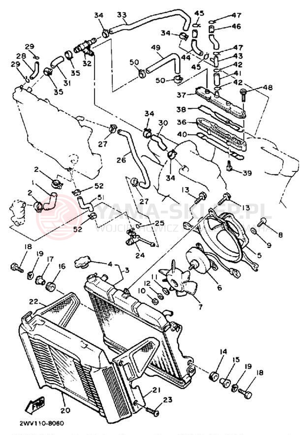 Schemat "Układ chlodzenia" do Yamaha XVZ13U/XVZ13UC