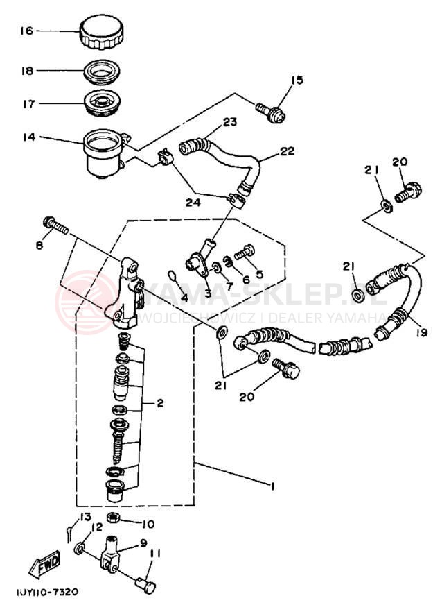 Schemat "Pompa hamulcowa tył" do Yamaha WARRIOR YFM350XT