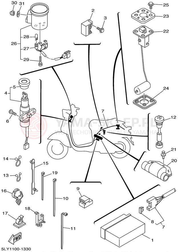 Schemat "układ elektryczny" do Yamaha VINO YJ50RN