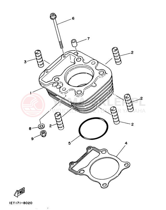 Schemat "cylinder" do Yamaha XT350J/XT350JC