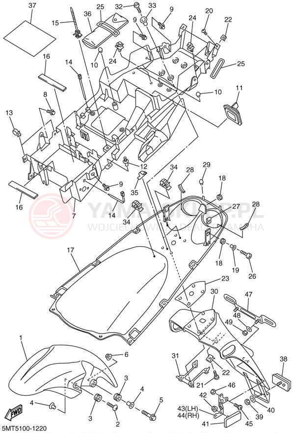 Schemat "błotnik" do Yamaha YZFR6 YZFR6NC/YZFR6N
