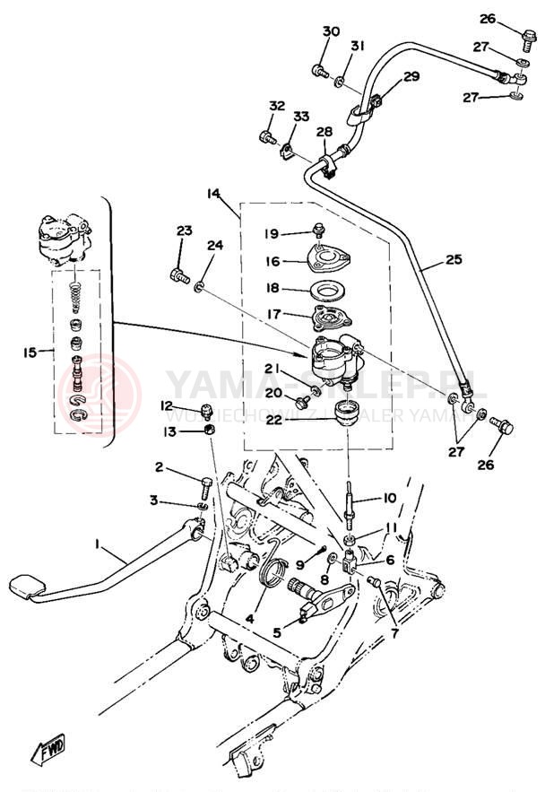 Schemat "Dźwignia hamulca tylnego" do Yamaha XS750E