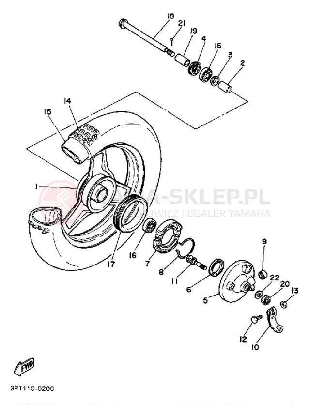 Schemat "Koło przód" do Yamaha Y-ZINGER PW50A