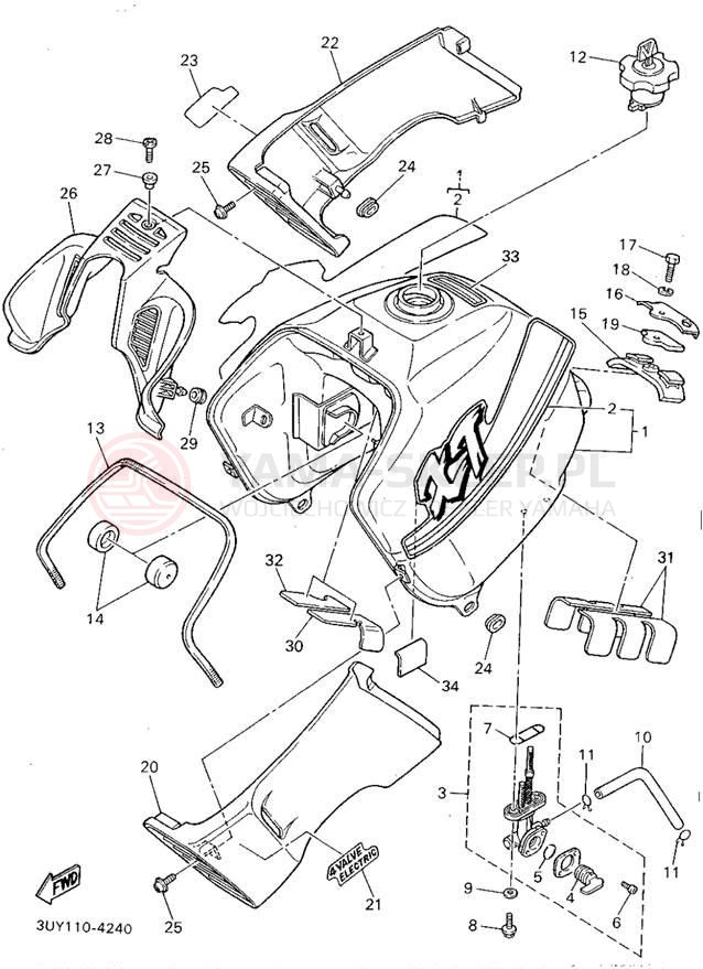 Schemat "zbiornik paliwa" do Yamaha XT600EF/XT600EFC