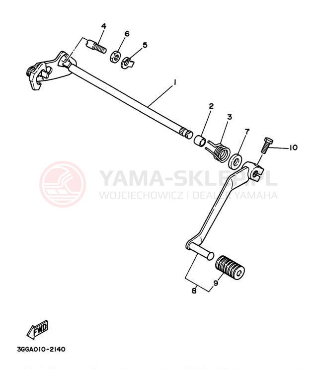 Schemat "Dźwignia zmiany biegów, wałek" do Yamaha BANSHEE YFZ350K