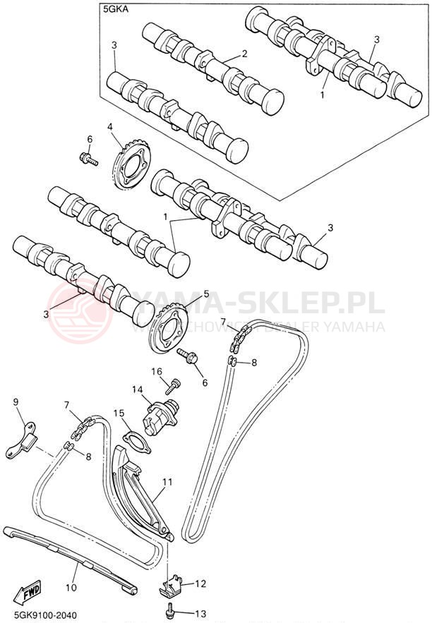 Schemat "Rozrząd - łańcuszek" do Yamaha V-MAX VMX1200P/VMX1200PC