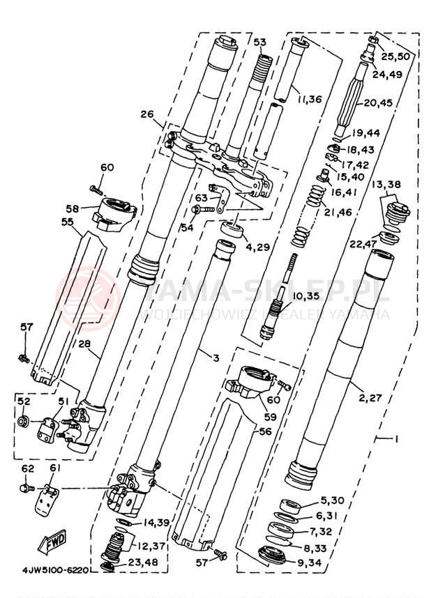 Schemat "Amortyzatory przód" do Yamaha WR250ZJ