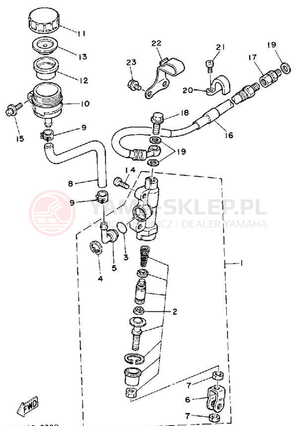 Schemat "Pompa hamulcowa tył" do Yamaha YZ250D1