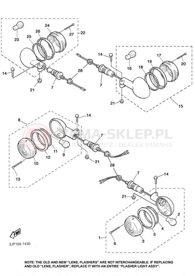 Schemat "kierunkowskazy" do Yamaha V-MAX 1200 VMX12W/VMX12WC