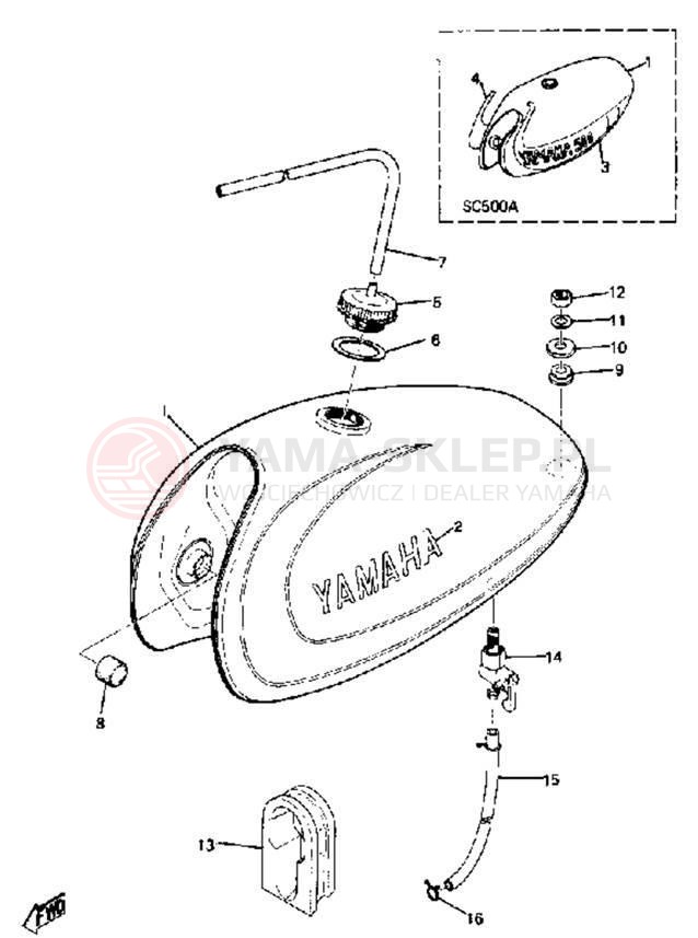 Schemat "zbiornik paliwa" do Yamaha SC500