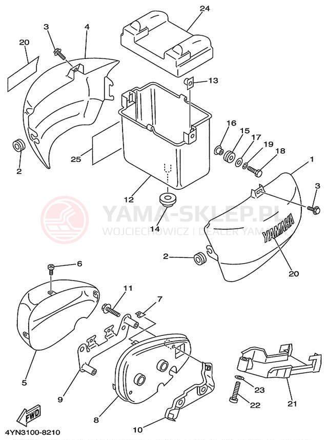 Schemat "Pokrywa boczna" do Yamaha VIRAGO 535 XV535MC/XV535M