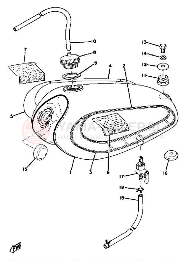 Schemat "zbiornik paliwa" do Yamaha YZ125B