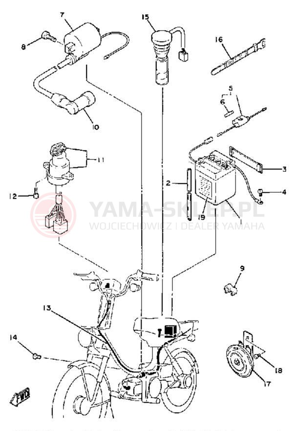 Schemat "układ elektryczny" do Yamaha QT50H