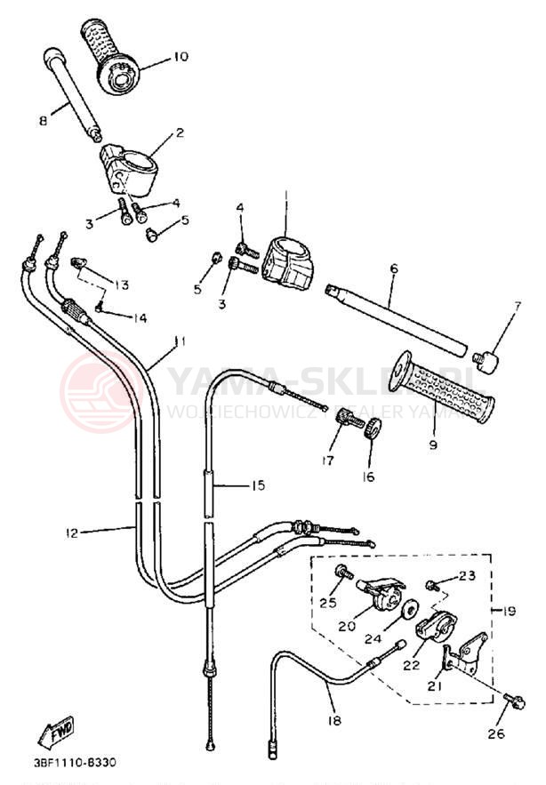 Schemat "Kierownica i osprzęt" do Yamaha FZR400W