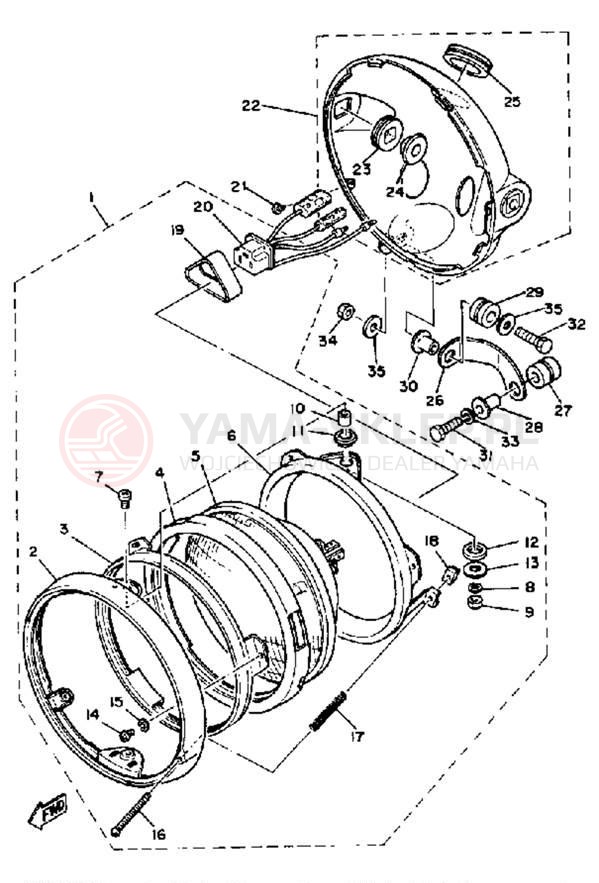 Schemat "Lampa przód" do Yamaha XS650SH