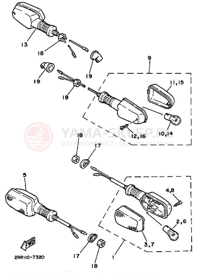 Schemat "kierunkowskazy" do Yamaha YSR50W